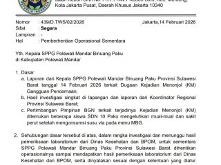 Belasan Siswa Diduga Keracunan Susu Menu MBG, BGN Hentikan Operasional SPPG Binuang Paku 