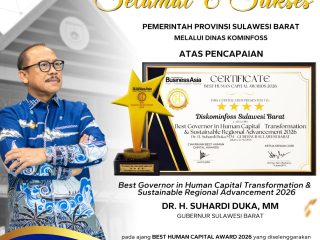Inovasi SDM Berbasis Teknologi Informasi Bawa Gubernur dan Diskominfoss Sulbar Raih Best Human Capital Award 2026
